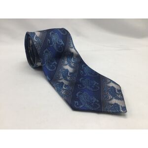 Enzo Brunatti Silk Tie Blue Paisley Striped Handmade 4 Inch Elegant Career